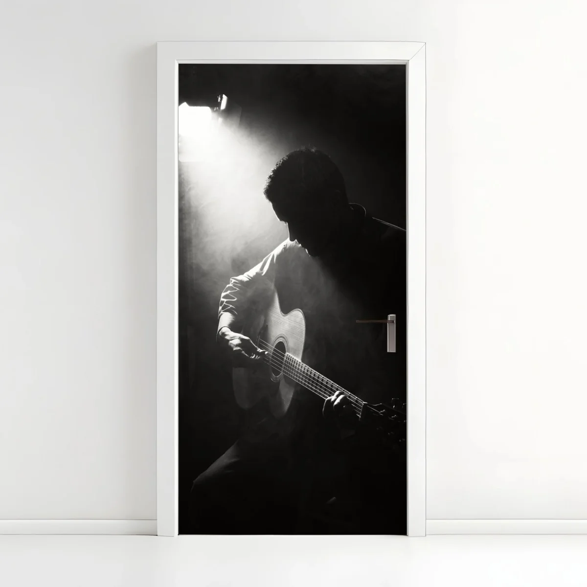 Adesivo per porta silhouette del chitarrista in controluce • Wallissimo® Adesivo per porta silhouette del chitarrista in controluce • Wallissimo®