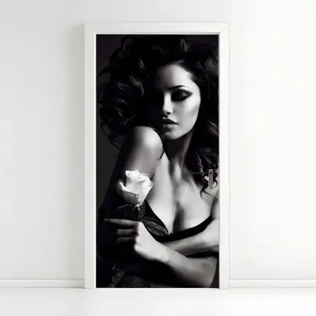 Adesivo per porta eleganza senza tempo in bianco e nero • Wallissimo®