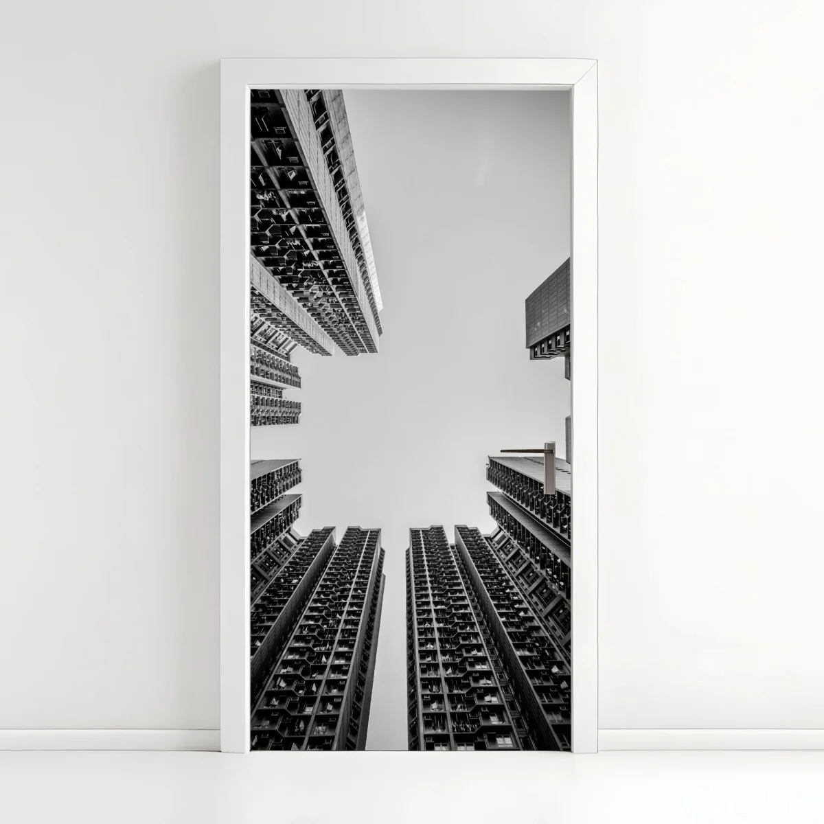 Adesivo per porta geometrie verticali della città • Wallissimo® Adesivo per porta geometrie verticali della città • Wallissimo®