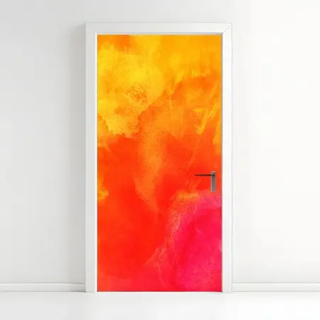 Adesivo per porta esplosione di colori caldi • Wallissimo®