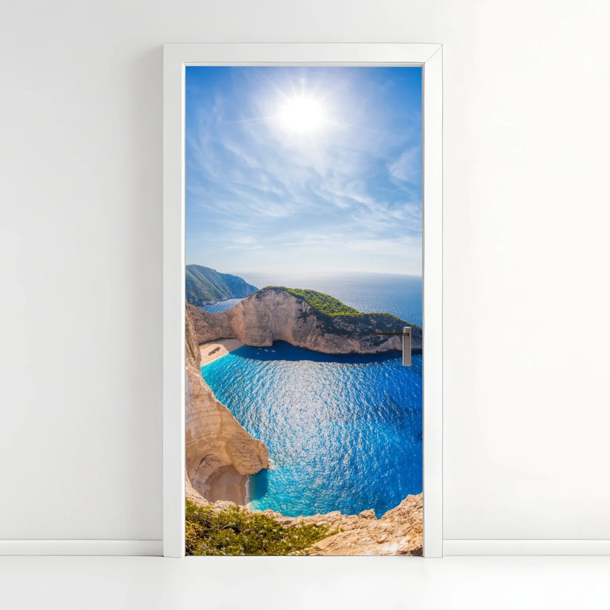 Adesivo per porta panorama della baia di Navagio, Zakynthos • Wallissimo® Adesivo per porta panorama della baia di Navagio, Zakynthos • Wallissimo®