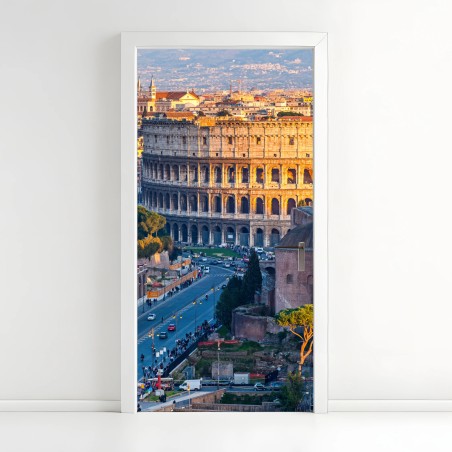 Adesivo per porta tramonto sul Colosseo a Roma • Wallissimo®