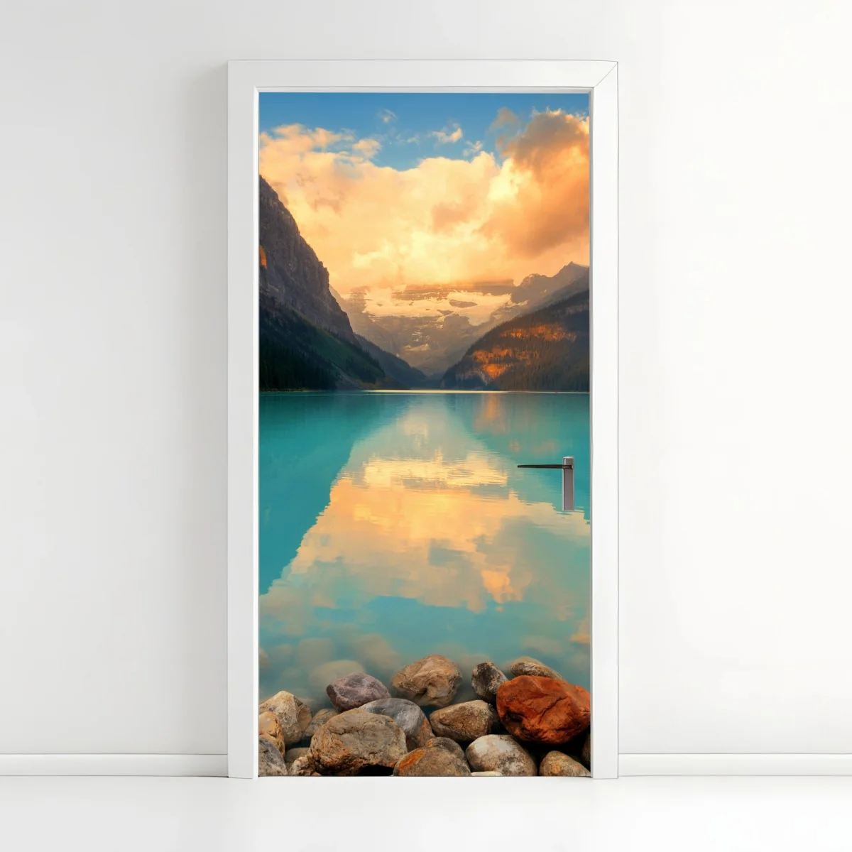 Adesivo per porta alba dorata a Lake Louise • Wallissimo® Adesivo per porta alba dorata a Lake Louise • Wallissimo®