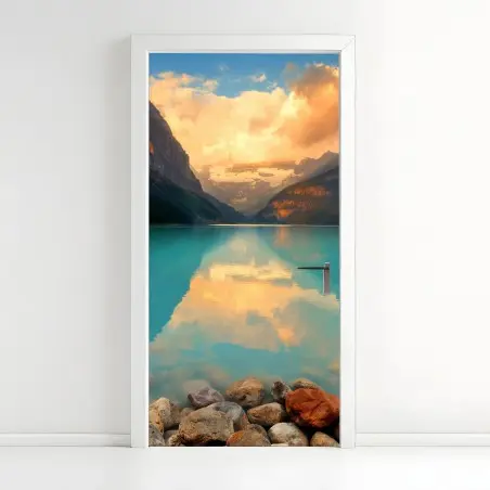 Adesivo per porta alba dorata a Lake Louise • Wallissimo®