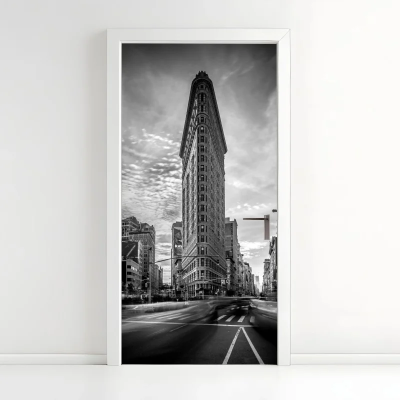 Adesivo per porta prospettiva verticale del Flatiron a New York