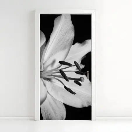 Adesivo per porta eleganza floreale in bianco e nero • Wallissimo®