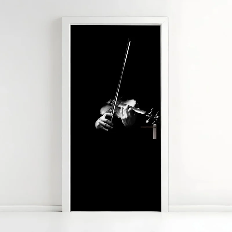 Adesivo per porta violino in controluce su sfondo nero