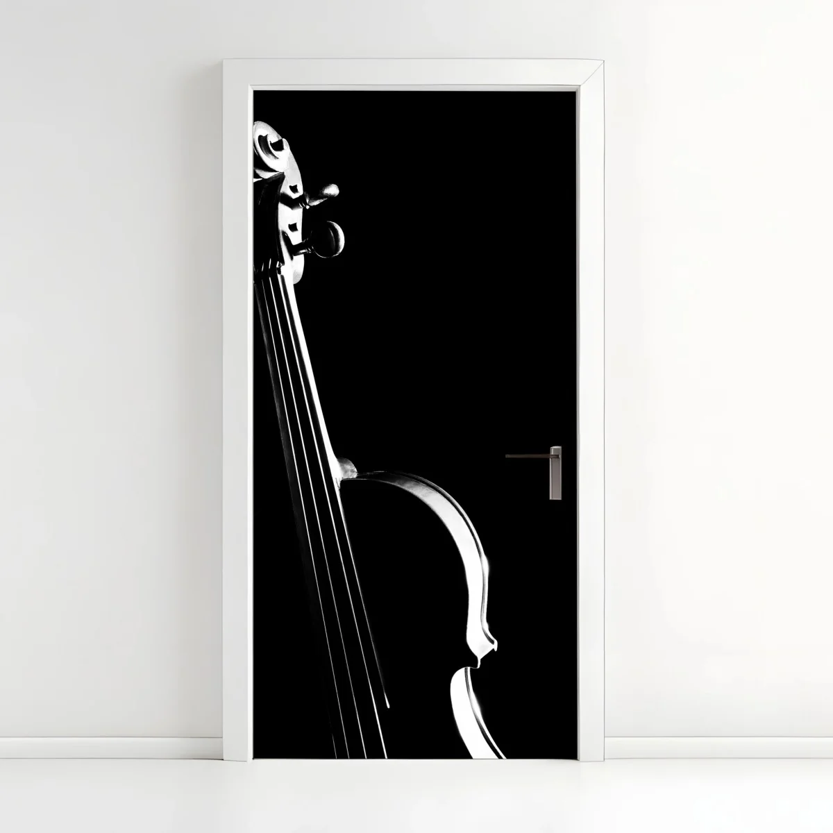 Adesivo per porta elegante silhouette di violino su sfondo nero • Wallissimo® Adesivo per porta elegante silhouette di violino su sfondo nero • Wallissimo®