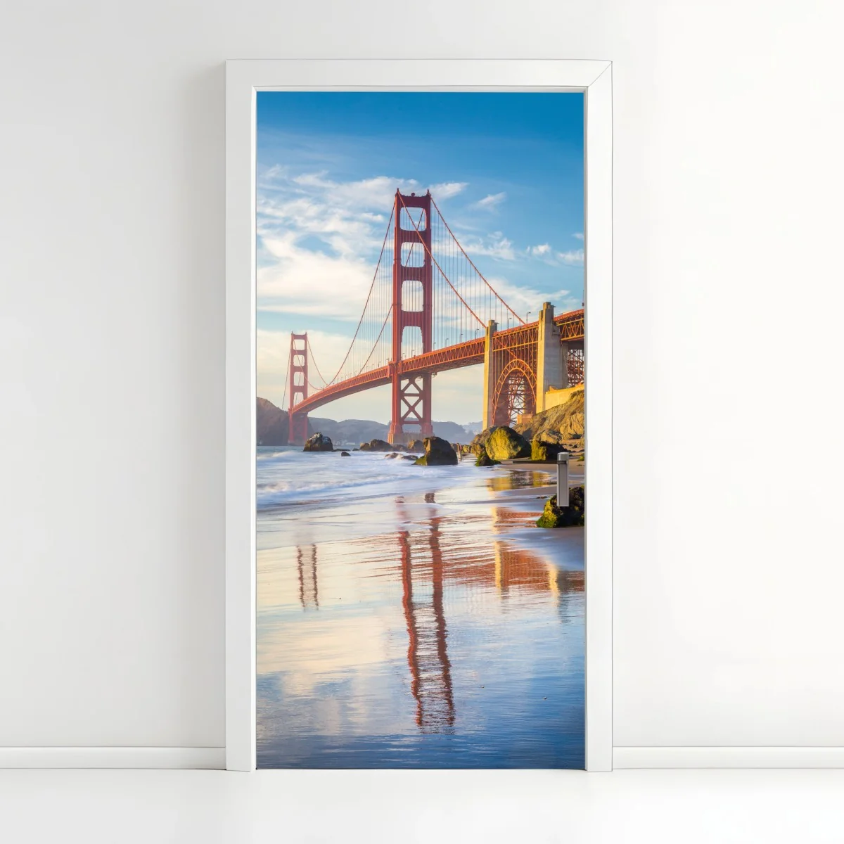 Adesivo per porta tramonto sul Golden Gate di San Francisco • Wallissimo® Adesivo per porta tramonto sul Golden Gate di San Francisco • Wallissimo®