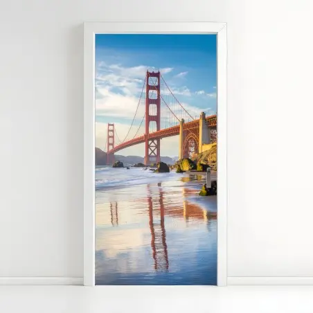 Adesivo per porta tramonto sul Golden Gate di San Francisco • Wallissimo®