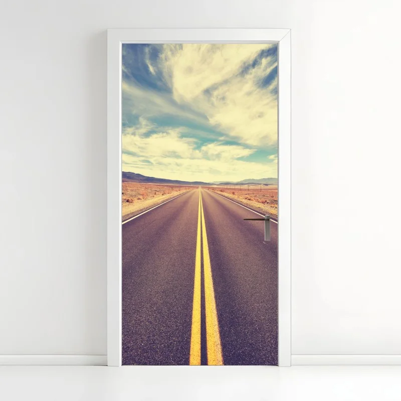 Adesivo per porta strada infinita nel deserto della Valle della Morte, California