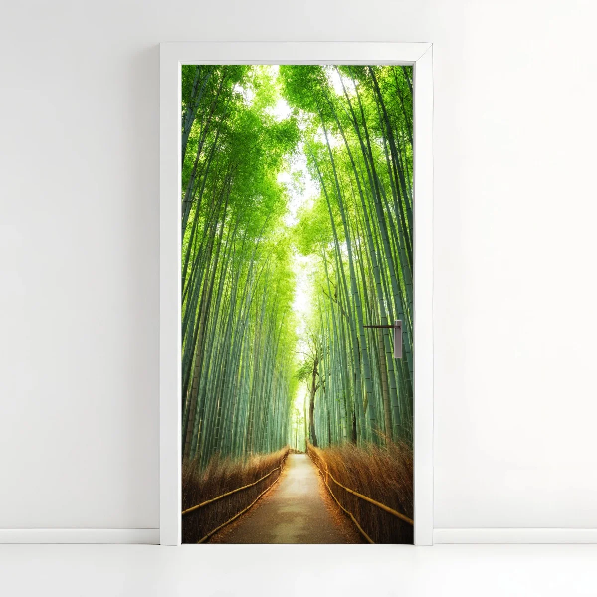 Adesivo per porta sentiero nella foresta di bambù di Arashiyama • Wallissimo® Adesivo per porta sentiero nella foresta di bambù di Arashiyama • Wallissimo®