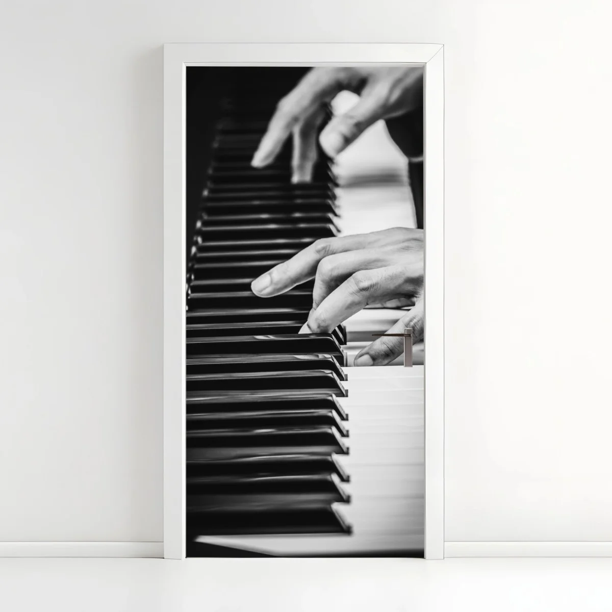 Adesivo per porta mani sul pianoforte in bianco e nero • Wallissimo® Adesivo per porta mani sul pianoforte in bianco e nero • Wallissimo®