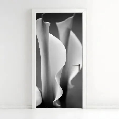 Adesivo per porta calla in movimento in bianco e nero • Wallissimo®