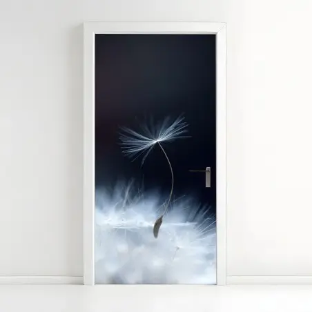 Adesivo per porta soffione sospeso su sfondo blu • Wallissimo®