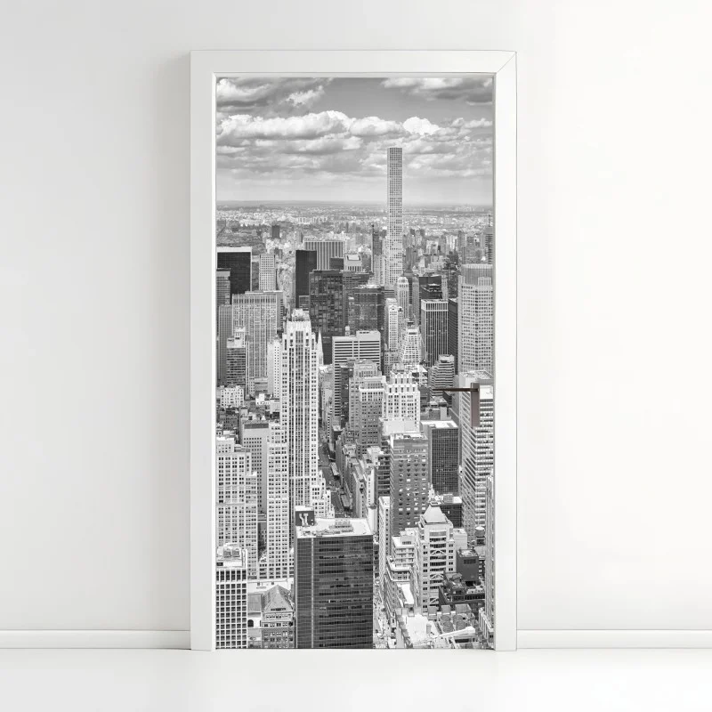 Adesivo per porta skyline iconico di New York in bianco e nero • Wallissimo® Adesivo per porta skyline iconico di New York in bianco e nero • Wallissimo®