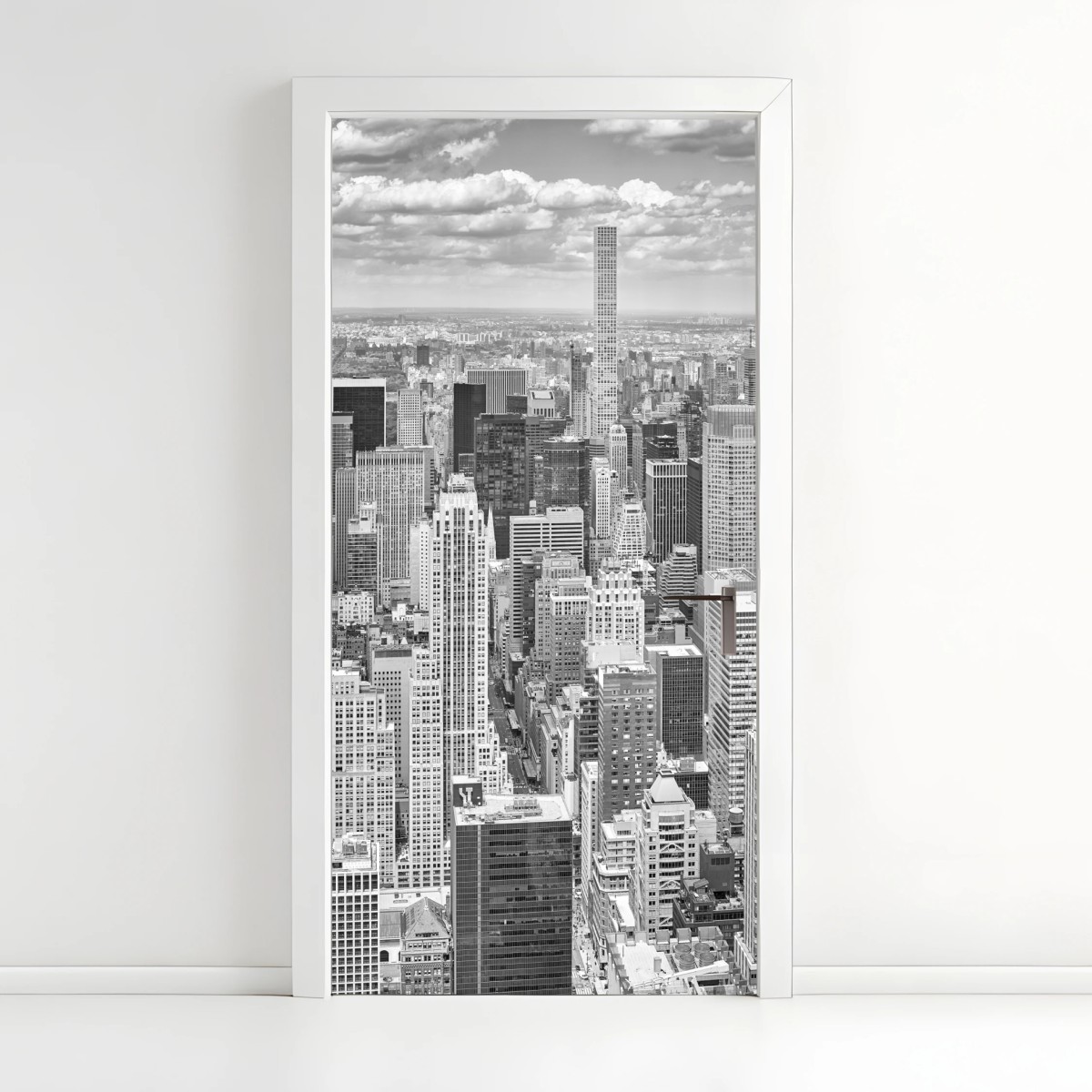 Adesivo per porta skyline iconico di New York in bianco e nero • Wallissimo®