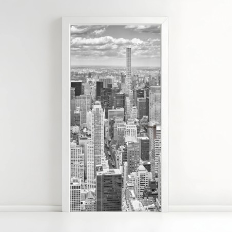 Adesivo per porta skyline iconico di New York in bianco e nero • Wallissimo®