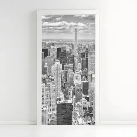 Adesivo per porta skyline iconico di New York in bianco e nero • Wallissimo®