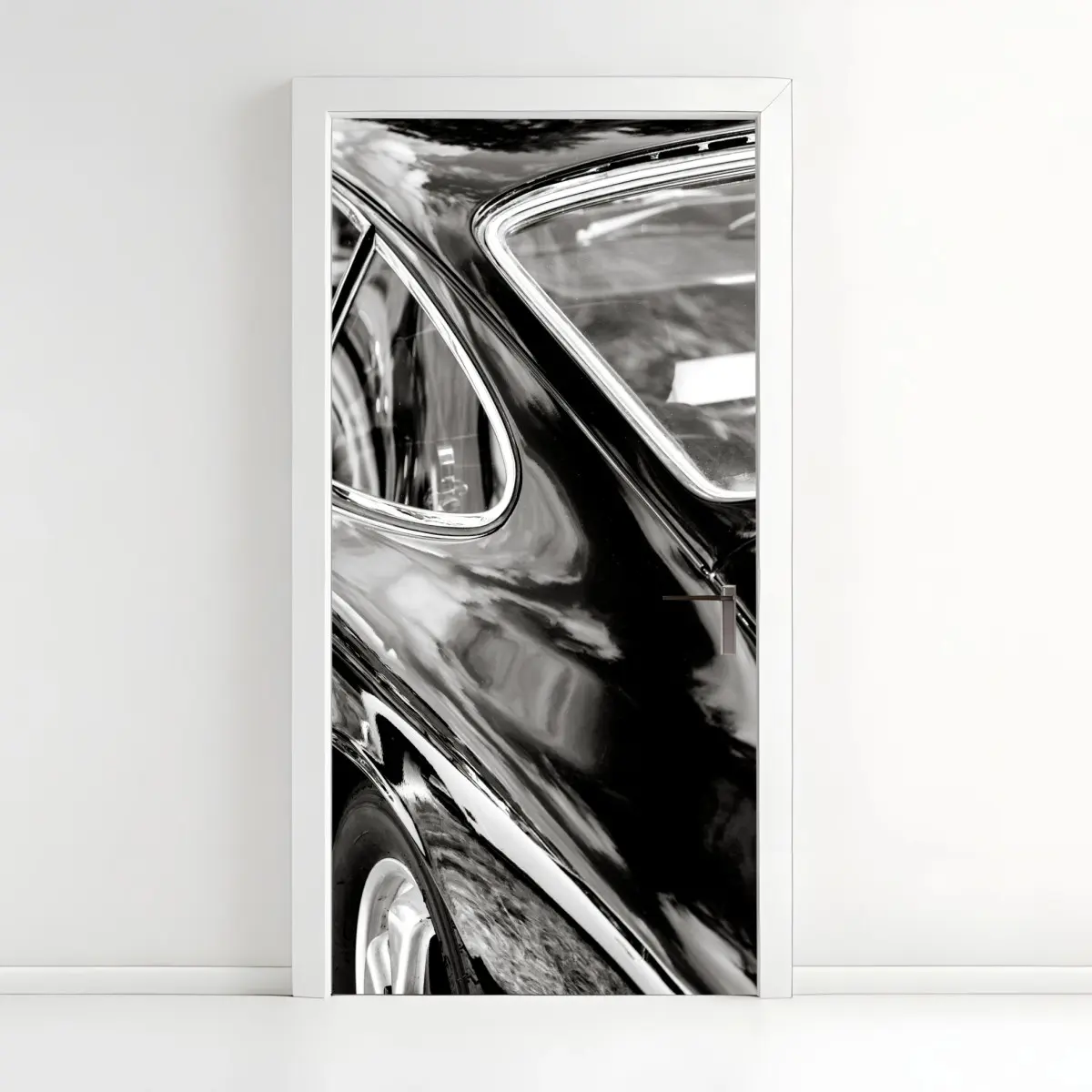 Adesivo per porta eleganza vintage: linee di carrozzeria classica • Wallissimo®