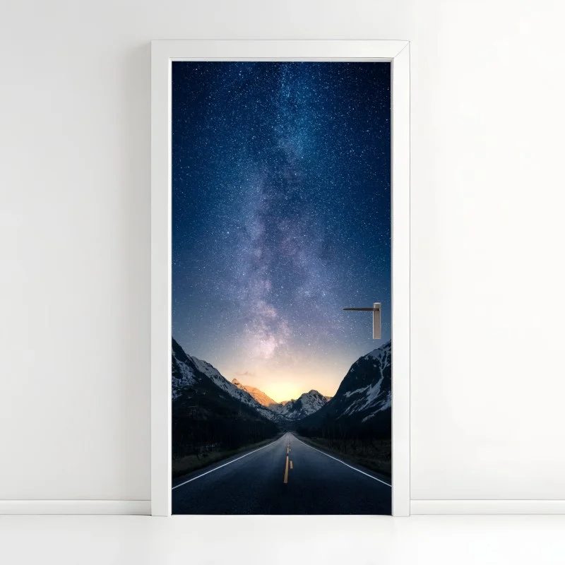 Adesivo per porta strada verso la Via Lattea