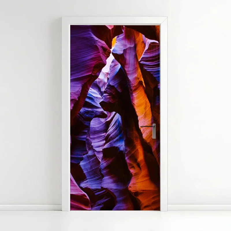 Adesivo per porta danza di luce nel canyon di arenaria