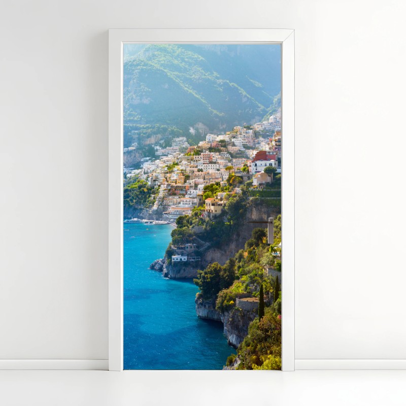 Adesivo per porta panorama di Positano sulla Costiera Amalfitana