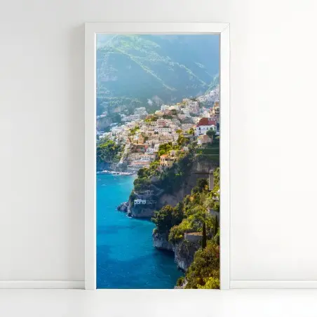 Adesivo per porta panorama di Positano sulla Costiera Amalfitana • Wallissimo®