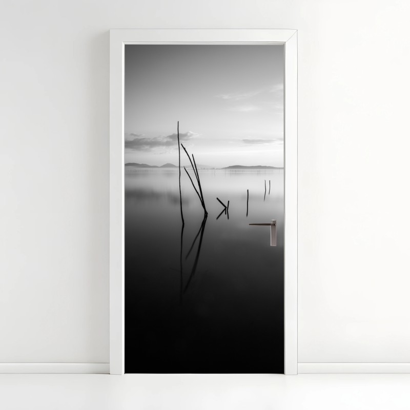 Adesivo per porta riflessi silenziosi sul lago