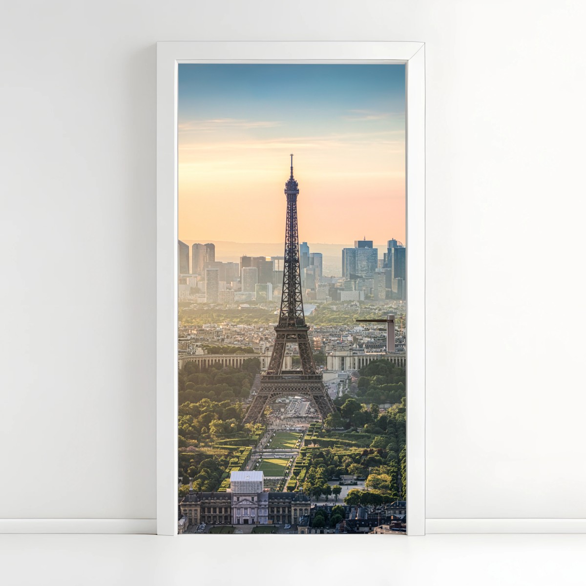 Adesivo per porta tramonto su Parigi e la Torre Eiffel • Wallissimo®