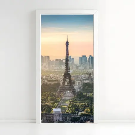 Adesivo per porta tramonto su Parigi e la Torre Eiffel • Wallissimo®