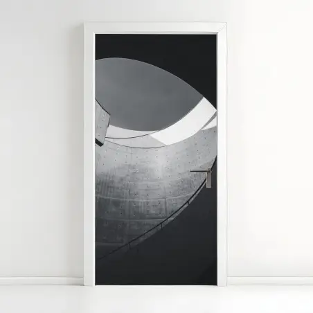 Adesivo per porta curve di cemento: eleganza architettonica minimal • Wallissimo®
