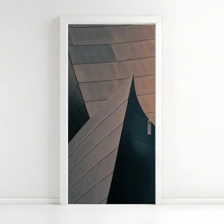 Adesivo per porta curve e superfici metalliche astratte • Wallissimo®