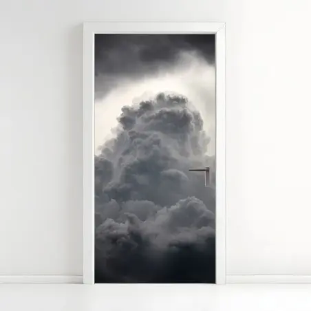 Adesivo per porta cielo drammatico di nuvole grigie • Wallissimo®