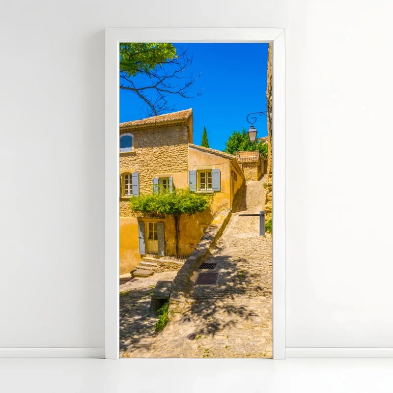 Adesivo per porta vicoletto soleggiato in Provenza