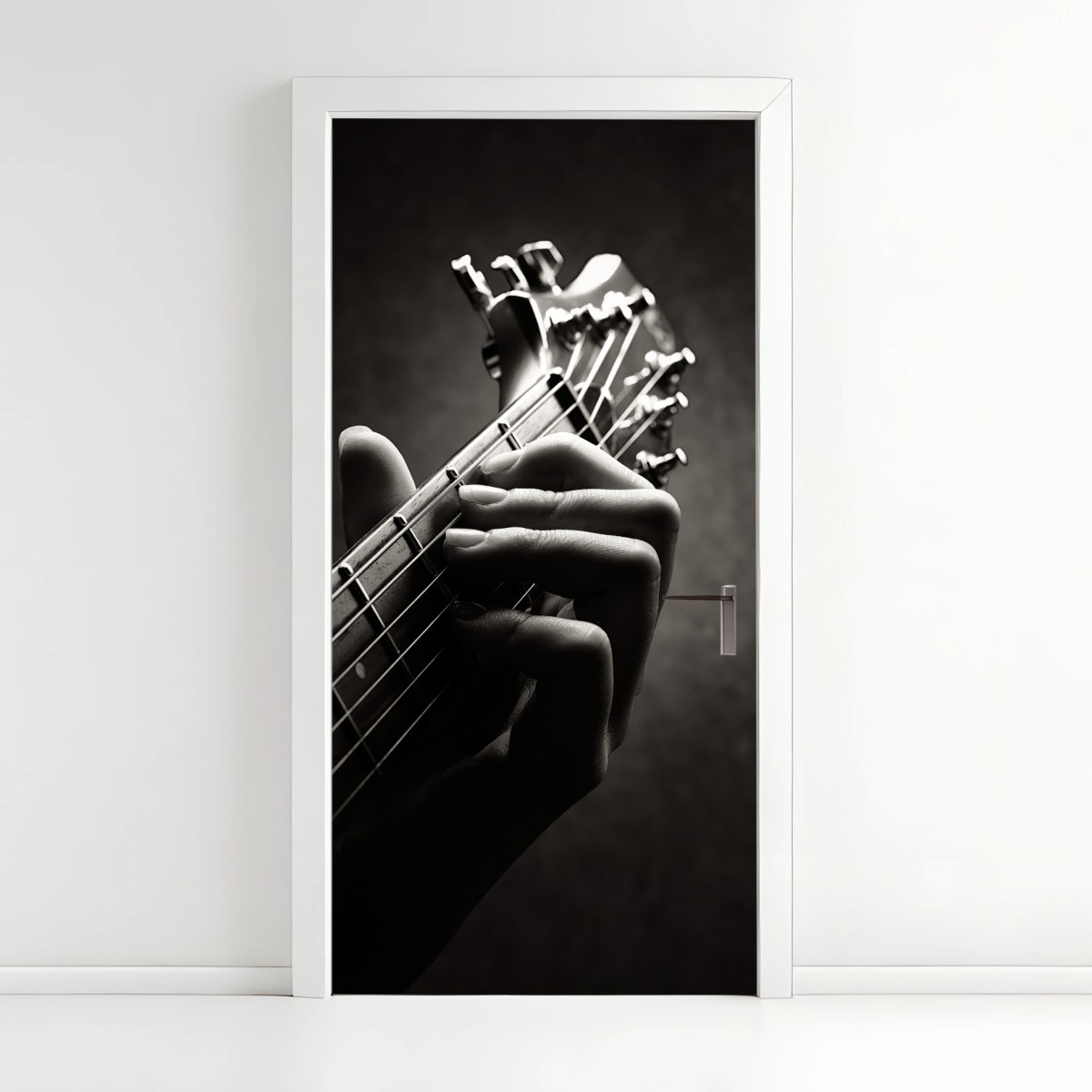 Adesivo per porta mano sul manico: armonia in bianco e nero • Wallissimo®