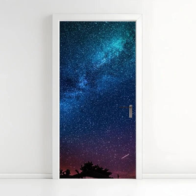 Adesivo per porta manto stellato notturno