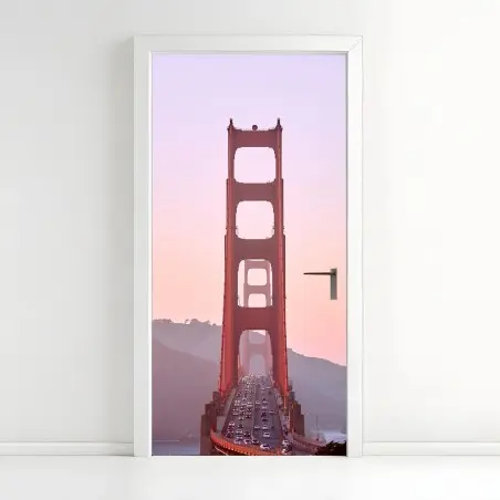 Adesivo per porta vista sul Golden Gate al tramonto • Wallissimo®