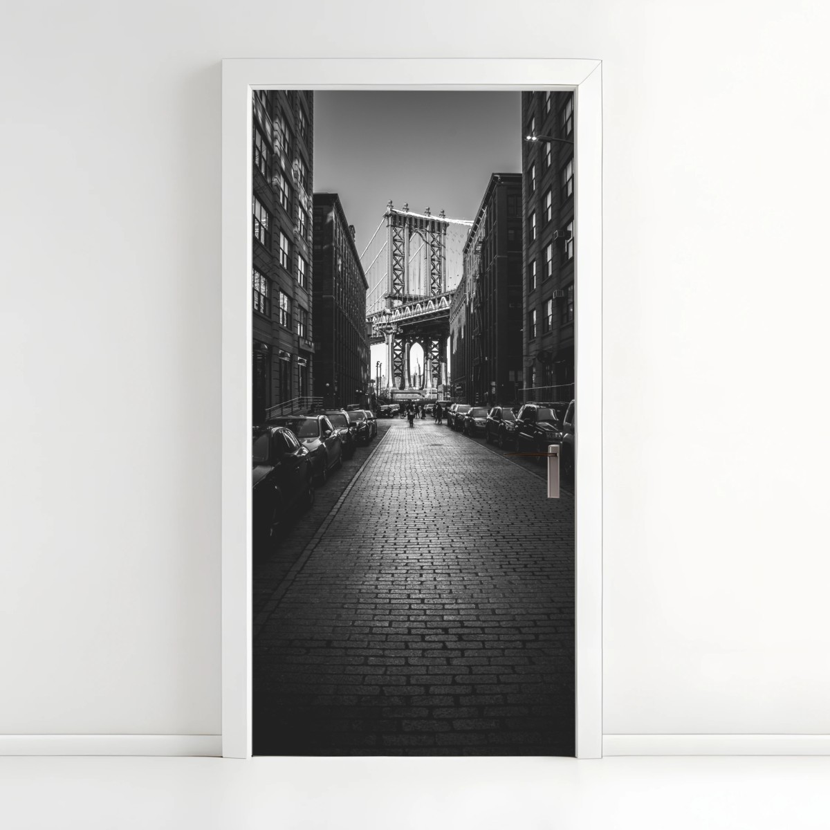 Adesivo per porta scorcio urbano con Manhattan Bridge a New York • Wallissimo®