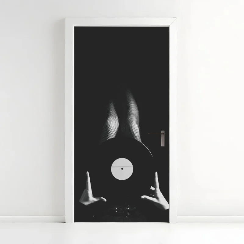 Adesivo per porta sensualità sonora in bianco e nero