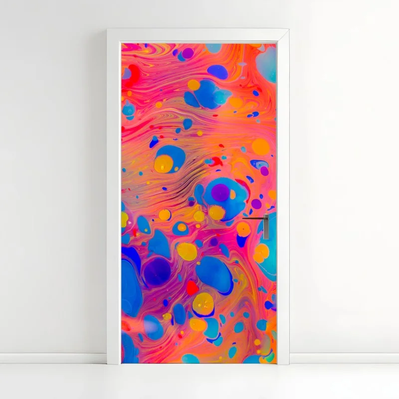 Adesivo per porta motivo marmorizzato ottomano multicolore