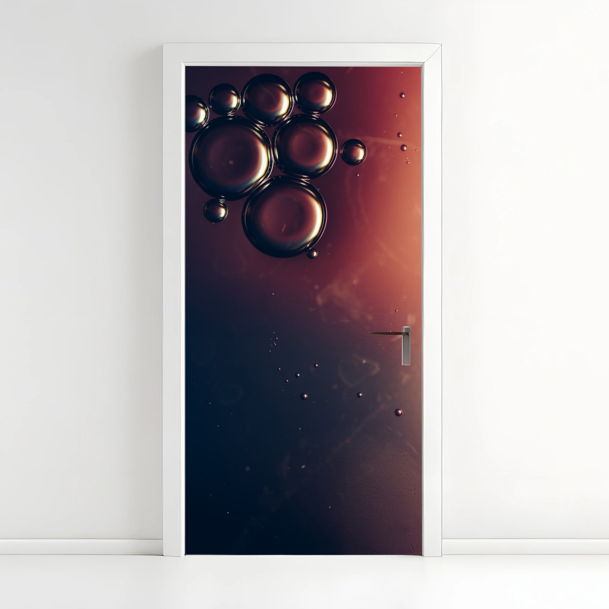 Adesivo per porta bolle astratte su sfondo sfumato • Wallissimo®