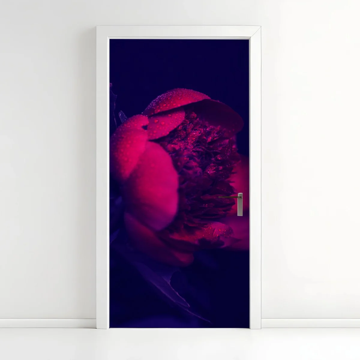 Adesivo per porta peonia notturna con rugiada • Wallissimo® Adesivo per porta peonia notturna con rugiada • Wallissimo®