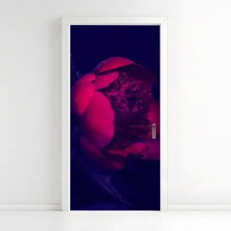 Adesivo per porta peonia notturna con rugiada • Wallissimo®