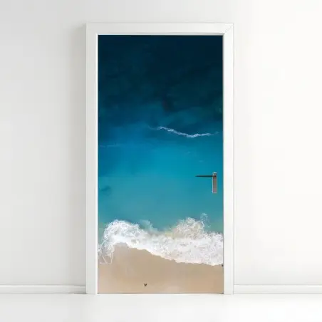 Adesivo per porta panorama aereo di Kelingking, Nusa Penida • Wallissimo®