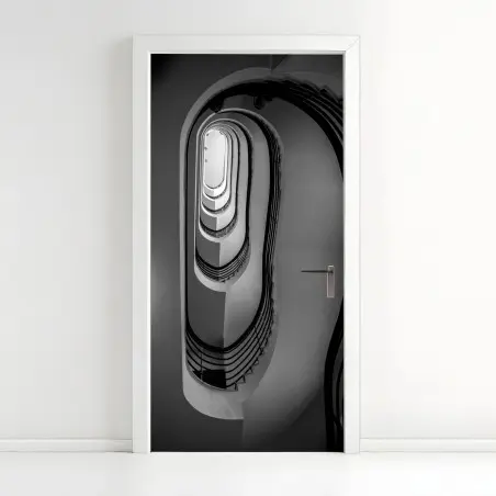 Adesivo per porta prospettiva architettonica a spirale • Wallissimo®