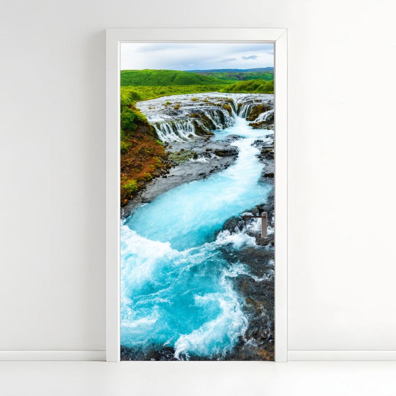 Adesivo per porta cascata turchese di Bruarfoss