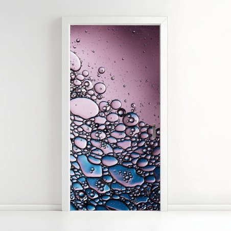 Adesivo per porta composizione di bolle astratte in rosa e blu • Wallissimo®
