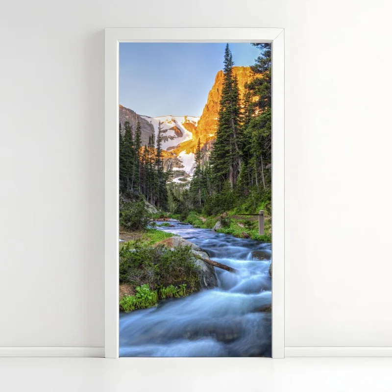 Adesivo per porta panorama alpino al crepuscolo