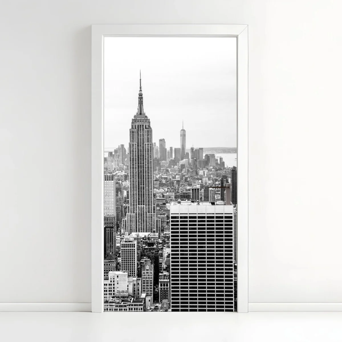 Adesivo per porta skyline iconico di New York in bianco e nero • Wallissimo® Adesivo per porta skyline iconico di New York in bianco e nero • Wallissimo®